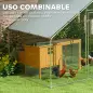 Corral para Gallinas Gallinero Metálico Grande de 3x1,7x1,9 m con Cubierta Impermeable y Anti-UV Plata