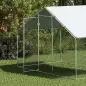 Corral para Gallinas Gallinero Metálico Grande de 3x1,7x1,9 m con Cubierta Impermeable y Anti-UV Plata