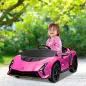 Coche Eléctrico para Niños Lamborghini Autentica con Batería 12V Mando a Distancia Faros Bocina Arranque Suave y Música MP3 Rosa