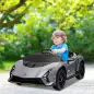 Coche Eléctrico para Niños Lamborghini Autentica con Batería 12V Mando a Distancia Faros Bocina Arranque Suave y Música MP3 Gris