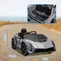 Coche Eléctrico para Niños Lamborghini Autentica con Batería 12V Mando a Distancia Faros Bocina Arranque Suave y Música MP3 Gris