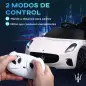 Coche Eléctrico Infantil Maserati Gran Turismo Folgore con Batería 12V Mando a Distancia Faros Bocina Música MP3 Blanco