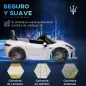Coche Eléctrico Infantil Maserati Gran Turismo Folgore con Batería 12V Mando a Distancia Faros Bocina Música MP3 Blanco