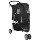 Carrito para Perros Pequeños con Cesta de Almacenaje Ventanas de Malla y 2 Ruedas Universales 75x45x97 cm Negro