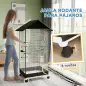 Jaula para Pájaros con Ruedas Pajarera Metálica con Bandeja Extraíble Puertas 79x65x155 cm Negro