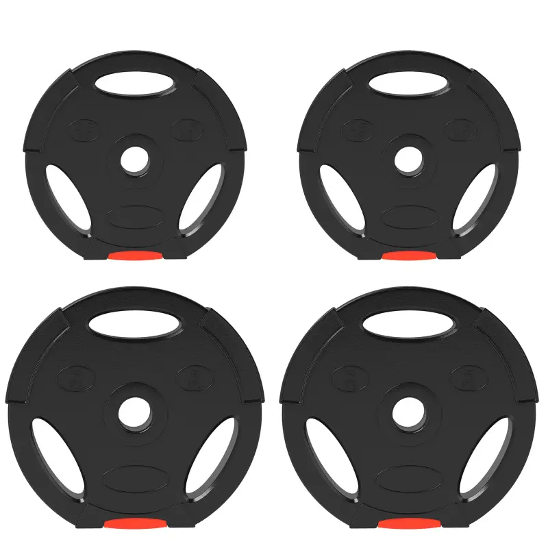 Juego de Discos Pesas de 4 Piezas 2x5 kg 2x2,5 kg con Orificios de 2,5 cm para Entrenamiento Fitness en Hogar Negro