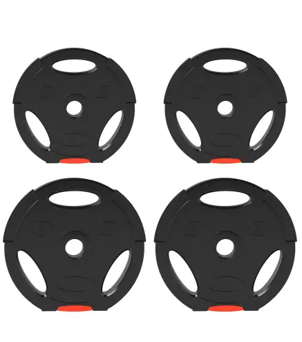 Juego de Discos Pesas de 4 Piezas 2x5 kg 2x2,5 kg con Orificios de 2,5 cm para Entrenamiento Fitness en Hogar Negro