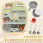 Cocinita Infantil con Sonido Fogón Grifo Fregadero Microondas Cafetera Máquina de Hielo y Accesorios de Cocina Blanco