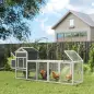 Gallinero de Madera Grande para 3-6 Gallinas con Techo Asfáltico Nido y Bandeja Extraíble 297,5x68x118 cm Blanco y Gris