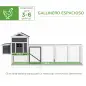 Gallinero de Madera Grande para 3-6 Gallinas con Techo Asfáltico Nido y Bandeja Extraíble 297,5x68x118 cm Blanco y Gris Gallinero de Madera Grande para 3-6 Gallinas con Techo Asfáltico Nido y Bandeja Extraíble 297,5x68x118 cm Blanco y Gris