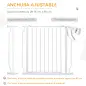 Puerta para Perros con Ancho Ajustable 75-95 cm Barrera de Seguridad para Perros con Extensión y Doble Bloqueo Blanco