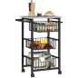 Carrito Verdulero para Cocina con 3 Cestas Deslizables y Marco de Acero 49,5x31x69 cm Gris Claro Carrito Verdulero para Cocina con 3 Cestas Deslizables y Marco de Acero 49,5x31x69 cm Gris Claro