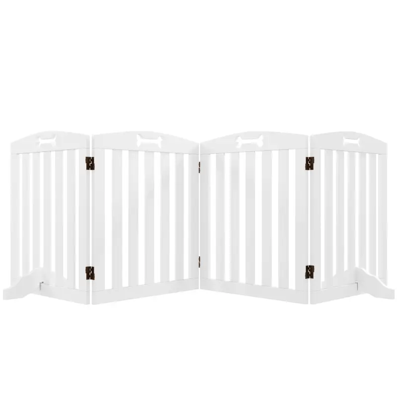 Barrera de Seguridad para Perros Valla para Perros Plegable 207,5 cm con Pies Extraíbles para Escalera Pasillo Blanco