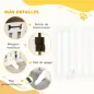 Barrera de Seguridad para Perros Valla para Perros Plegable 207,5 cm con Pies Extraíbles para Escalera Pasillo Blanco