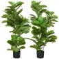 Conjunto de 2 Plantas Artificiales Decorativas 110x15 cm Árboles Artificiales de Ficus con 90 Hojas y Macetas Verde