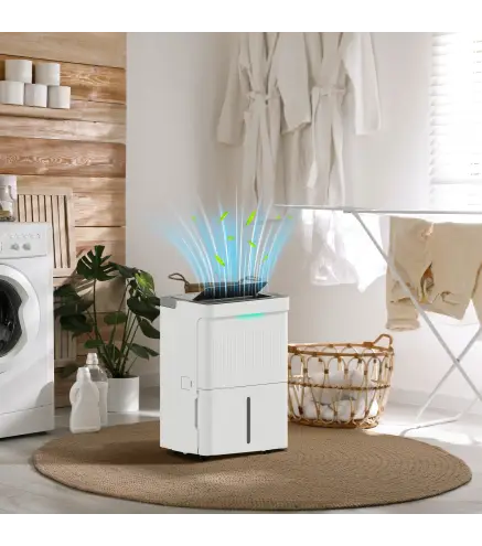 Deshumidificador 35L/día Depósito de Agua 5,5L Pantalla LED Temporizador 24 H Bloqueo Infantil hasta 40-100㎡ Blanco