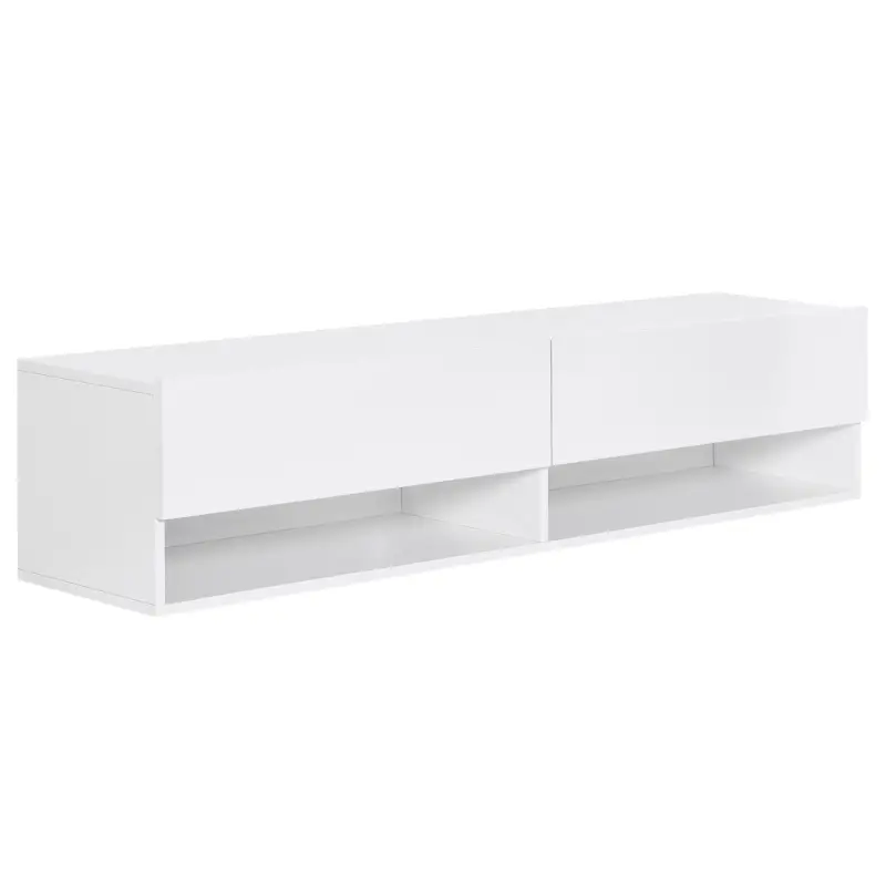 Mueble de TV para Salón de Pared con 2 Compartimentos y 2 Armarios con Puertas Abatibles para Televisión de 60 Pulgadas