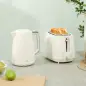 Juego de Hervidor de Agua Eléctrico 2200W 1,7L y Tostador Pan Ranura Ancha para 2 Rebanadas 3 Funciones Crema