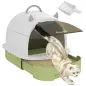 Arenero Cerrado para Gatos con Bandeja Extraíble Filtro de Carbono Pala y Asa Superior 40,5x52x39 cm Blanco y Verde Arenero Cerrado para Gatos con Bandeja Extraíble Filtro de Carbono Pala y Asa Superior 40,5x52x39 cm Blanco y Verde