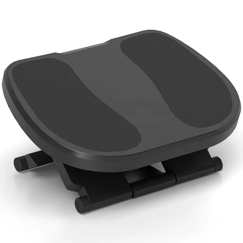 Reposapiés con Altura y Ángulo Ajustable Reposa Pies con Superficie de Masaje y Almohadillas Antideslizantes Gris