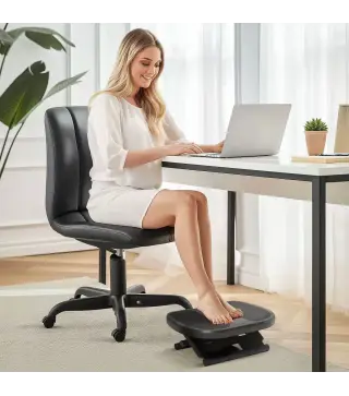 Reposapiés con Altura y Ángulo Ajustable Reposa Pies con Superficie de Masaje y Almohadillas Antideslizantes Gris