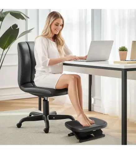 Reposapiés con Altura y Ángulo Ajustable Reposa Pies con Superficie de Masaje y Almohadillas Antideslizantes Gris