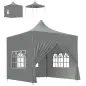 Carpa Plegable Pop-up 3x3 m con 4 Paredes Laterales Anti-UV Altura Ajustable y Bolsa de Transporte Gris