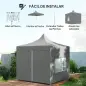 Carpa Plegable Pop-up 3x3 m con 4 Paredes Laterales Anti-UV Altura Ajustable y Bolsa de Transporte Gris