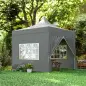 Carpa Plegable Pop-up 3x3 m con 4 Paredes Laterales Anti-UV Altura Ajustable y Bolsa de Transporte Gris
