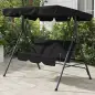 Balancín de Jardín Exterior Columpio de 3 Plazas con Toldo Ajustable y Marco de Acero para Terraza 172x110x153 cm Negro