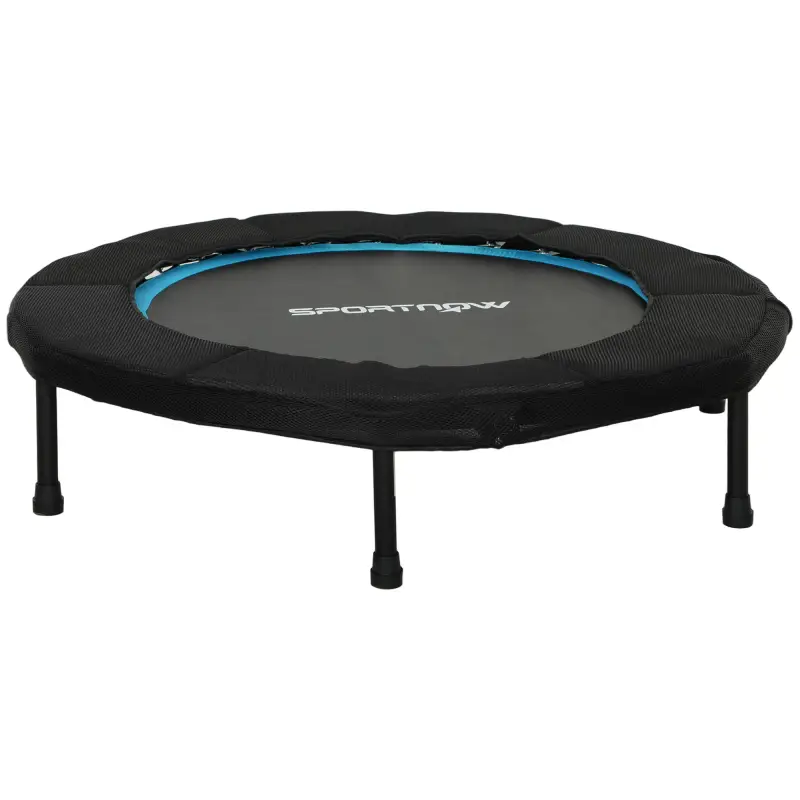 Trampolín de Fitness Ø102 cm Cama Elástica Plegable con Marco de Acero Antideslizantes Carga 100 kg Azul