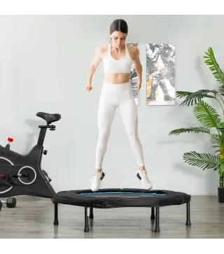 Trampolín de Fitness Ø102 cm Cama Elástica Plegable con Marco de Acero Antideslizantes Carga 100 kg Azul