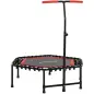 Trampolín de Fitness 114x114x132 cm con Mango Ajustable de 3 Niveles y Marco de Acero Rojo