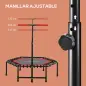 Trampolín de Fitness 114x114x132 cm con Mango Ajustable de 3 Niveles y Marco de Acero Rojo