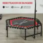 Trampolín de Fitness 114x114x132 cm con Mango Ajustable de 3 Niveles y Marco de Acero Rojo