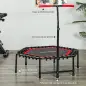 Trampolín de Fitness 114x114x132 cm con Mango Ajustable de 3 Niveles y Marco de Acero Rojo