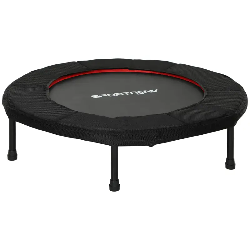 Trampolín de Fitness Ø102 cm Cama Elástica Plegable con Marco de Acero Antideslizantes Carga 100 kg Rojo