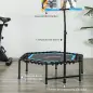 Trampolín de Fitness 114x114x132 cm con Mango Ajustable de 3 Niveles y Marco de Acero Azul