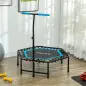 Trampolín de Fitness 114x114x132 cm con Mango Ajustable de 3 Niveles y Marco de Acero Azul