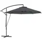 Parasol de Jardín Excéntrico Sombrilla con Funda para Sombrilla Protección UV 50+ y Base Cruzada Ø290x243 cm Gris Oscuro