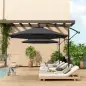 Parasol de Jardín Excéntrico Sombrilla con Funda para Sombrilla Protección UV 50+ y Base Cruzada Ø290x243 cm Gris Oscuro
