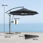 Parasol de Jardín Excéntrico Sombrilla con Funda para Sombrilla Protección UV 50+ y Base Cruzada Ø290x243 cm Gris Oscuro