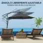 Parasol de Jardín Excéntrico Sombrilla con Funda para Sombrilla Protección UV 50+ y Base Cruzada Ø290x243 cm Gris Oscuro