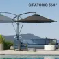 Parasol de Jardín Excéntrico Sombrilla con Funda para Sombrilla Protección UV 50+ y Base Cruzada Ø290x243 cm Gris Oscuro