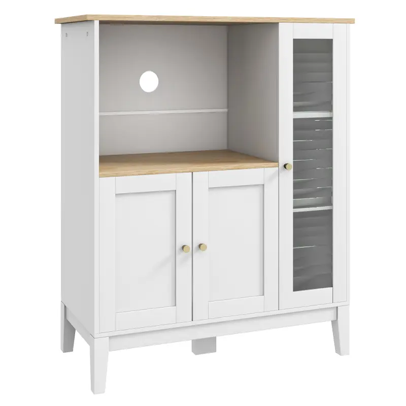 Mueble Auxiliar de Cocina Moderno con Estantes 3 Puertas y Sistema Anti-vuelco 80x35x97 cm Blanco