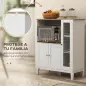 Mueble Auxiliar de Cocina Moderno con Estantes 3 Puertas y Sistema Anti-vuelco 80x35x97 cm Blanco