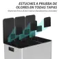 Papelera Cocina de Acero Inoxidable con 3 Compartimentos 3x10L con Pedales Tapas de Cierre Suave y Cubo Extraíble Plata