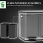 Papelera de Cocina de Acero Inoxidable con 2 Compartimentos 2x15L Pedales Tapas de Cierre Suave y Cubo Extraíble Plata