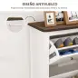 Zapatero Estrecho con 2 Cajones Abatibles Estantes Ajustables para 16 Pares de Zapatos 84x29x109 cm Blanco