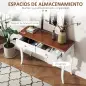 Mesa de Consola con 2 Cajones Estilo Francés para Pasillo Dormitorio Salón 100x35x76,5 cm Blanco y Marrón Oscuro